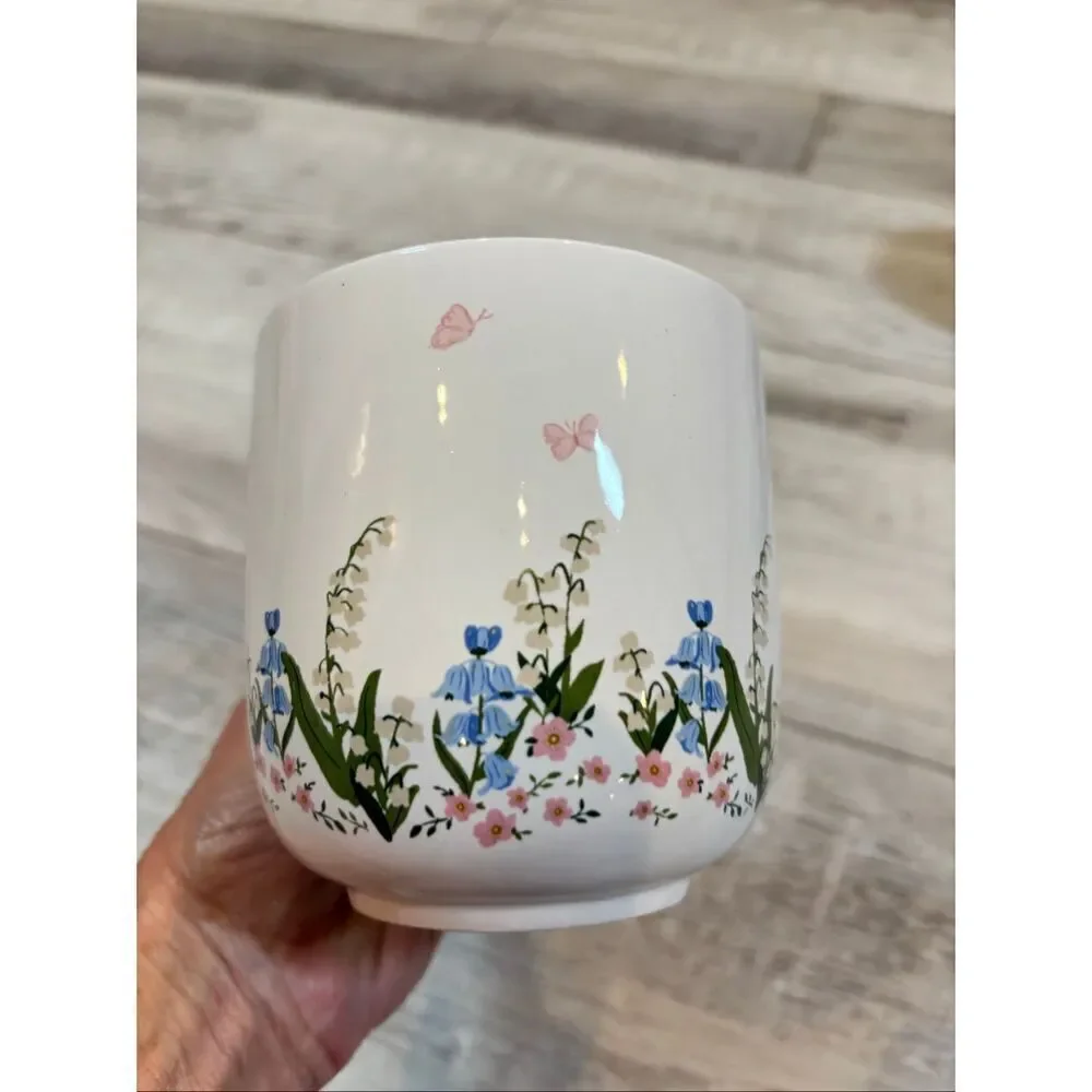 Target Bullseye Easter Ceramic Butterfly Pink and Blue Flower Coffee Mug Cup